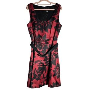 DS Lab Dress Women's Size M Pockets Belt Fit Flare Floral Party NEW